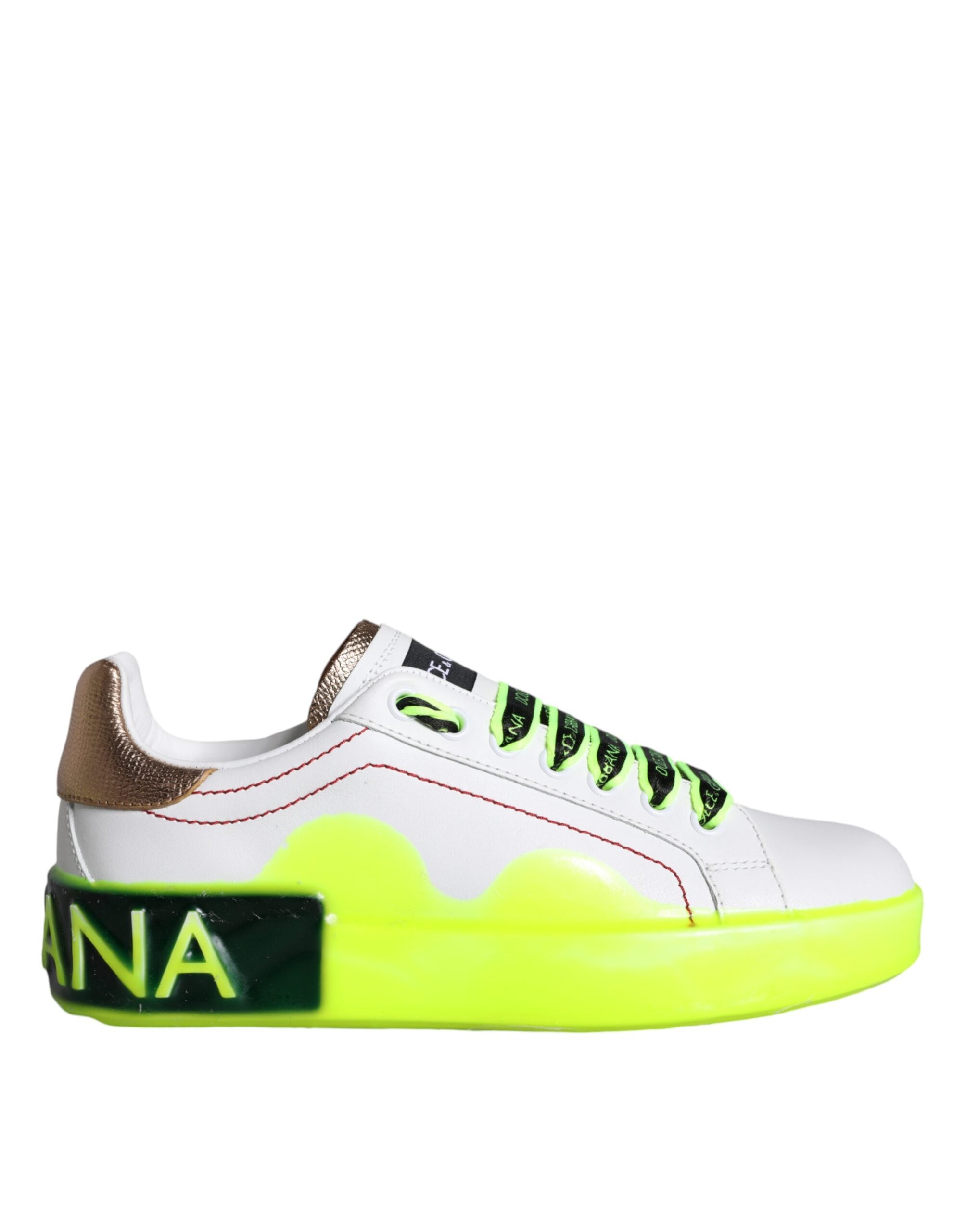 Dolce & Gabbana White Leather Portofino Low Top Sneakers Shoes - Zeiniez