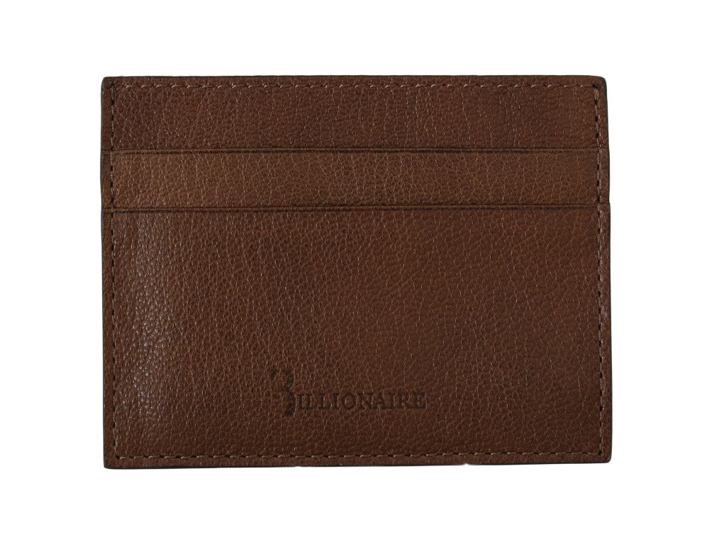 Billionaire Italian Couture Brown Leather Cardholder Wallet - Zeiniez