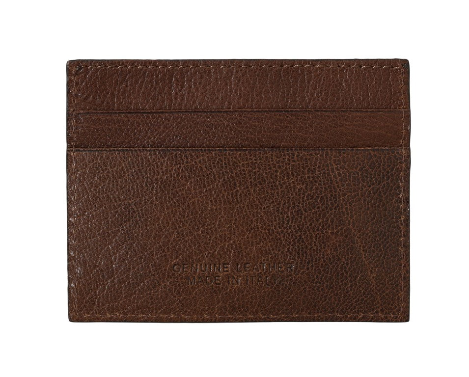 Billionaire Italian Couture Brown Leather Cardholder Wallet - Zeiniez