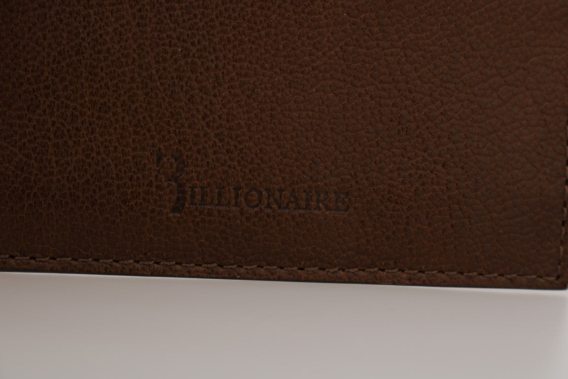 Billionaire Italian Couture Brown Leather Cardholder Wallet - Zeiniez