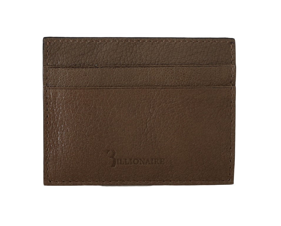 Billionaire Italian Couture Brown Leather Cardholder Wallet - Zeiniez