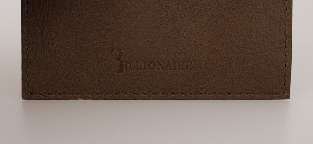 Billionaire Italian Couture Brown Leather Cardholder Wallet - Zeiniez