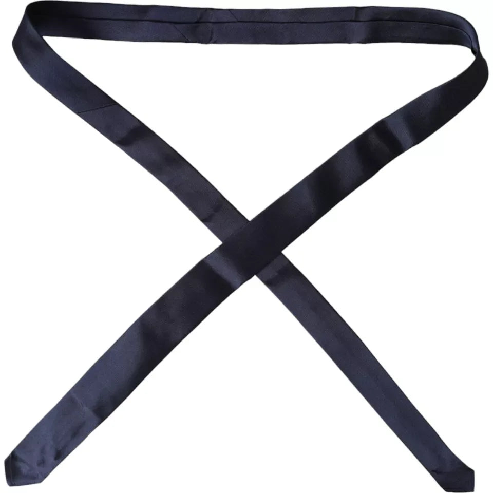 Dolce & Gabbana Dark Blue Silk Skinny Adjustable Tie - Zeiniez