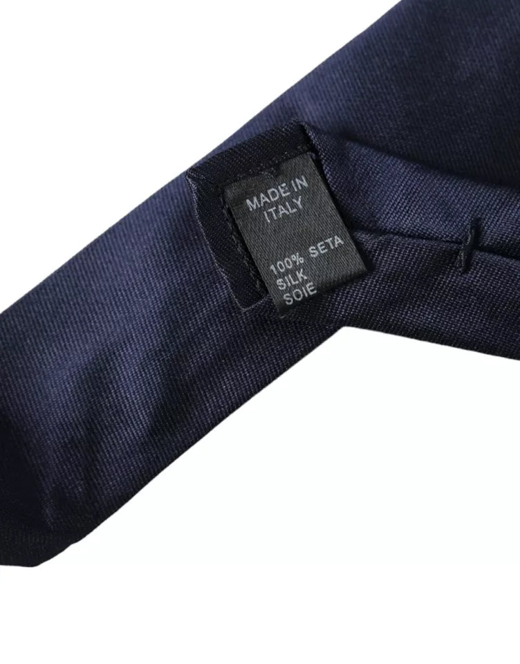 Dolce & Gabbana Dark Blue Silk Skinny Adjustable Tie - Zeiniez