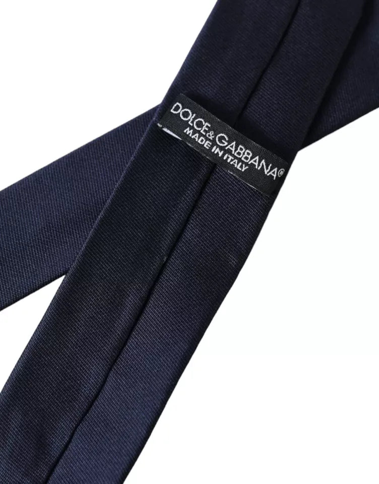Dolce & Gabbana Dark Blue Silk Skinny Adjustable Tie - Zeiniez