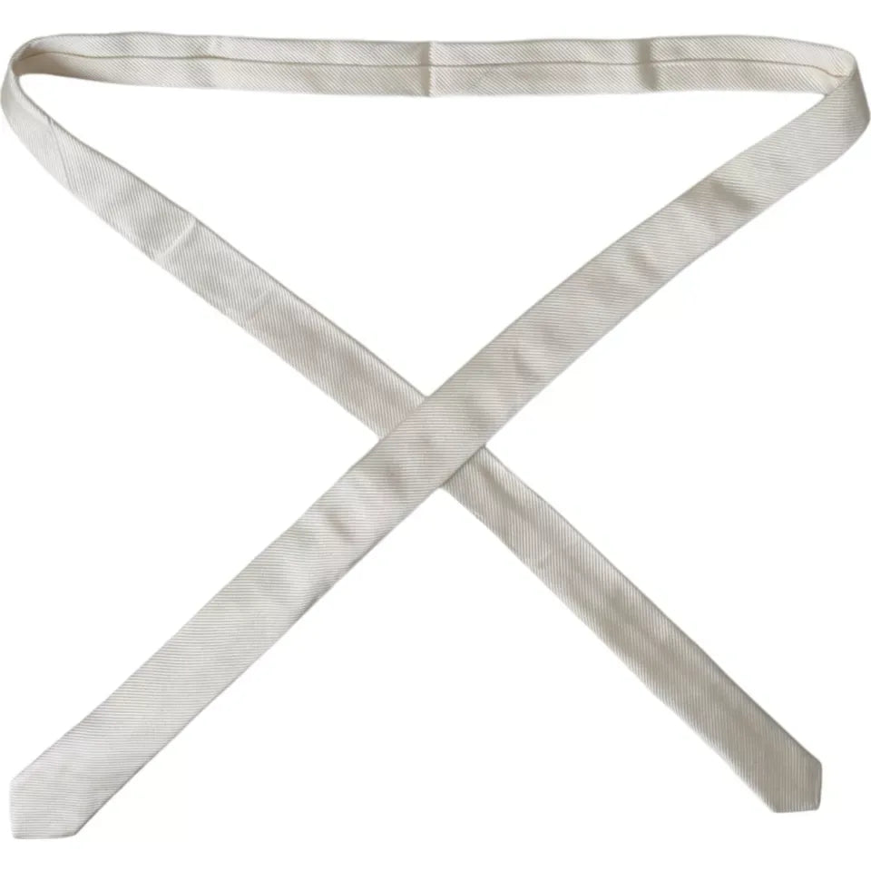 Dolce & Gabbana White Solid 100% Silk Adjustable Tie - Zeiniez