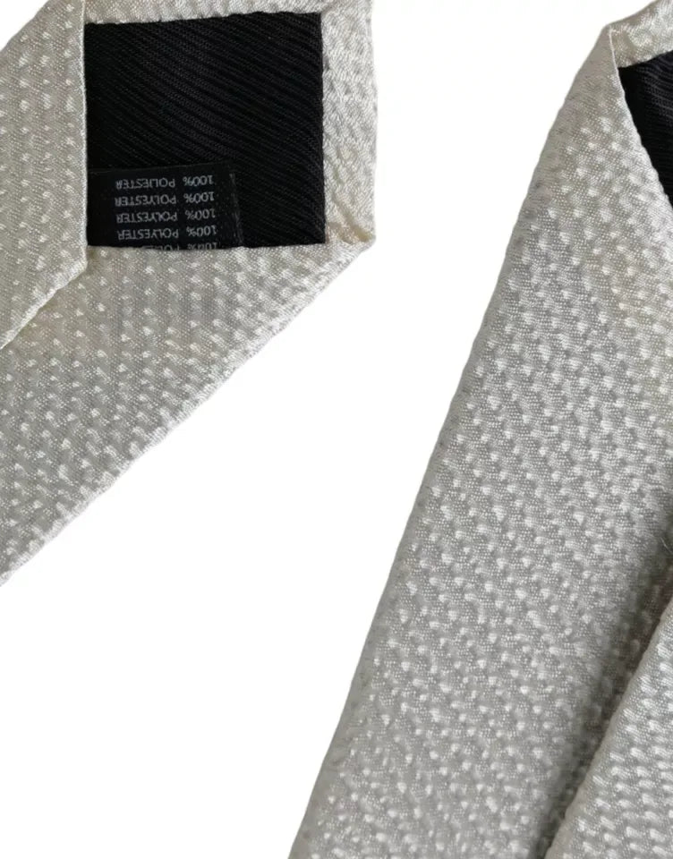 Dolce & Gabbana Off White 100% Silk Adjustable Necktie Men Tie - Zeiniez