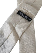 Dolce & Gabbana Off White 100% Silk Adjustable Necktie Men Tie - Zeiniez