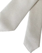 Dolce & Gabbana Off White 100% Silk Adjustable Necktie Men Tie - Zeiniez