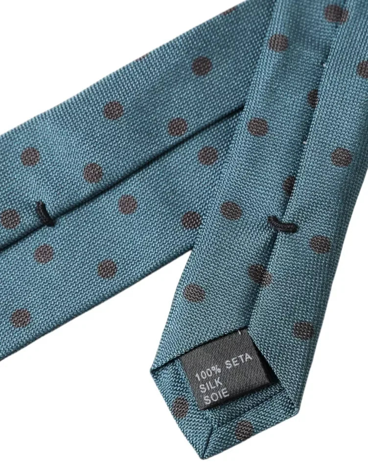 Dolce & Gabbana Green Black Polka Dot Silk Adjustable Men Tie - Zeiniez