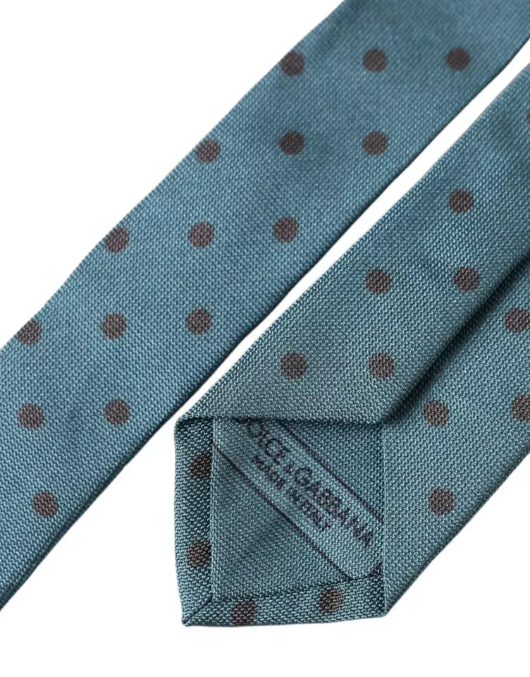 Dolce & Gabbana Green Black Polka Dot Silk Adjustable Men Tie - Zeiniez