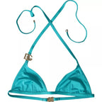 Dolce & Gabbana Blue Green Halter DG Logo Swimwear Beachwear Bikini Top - Zeiniez