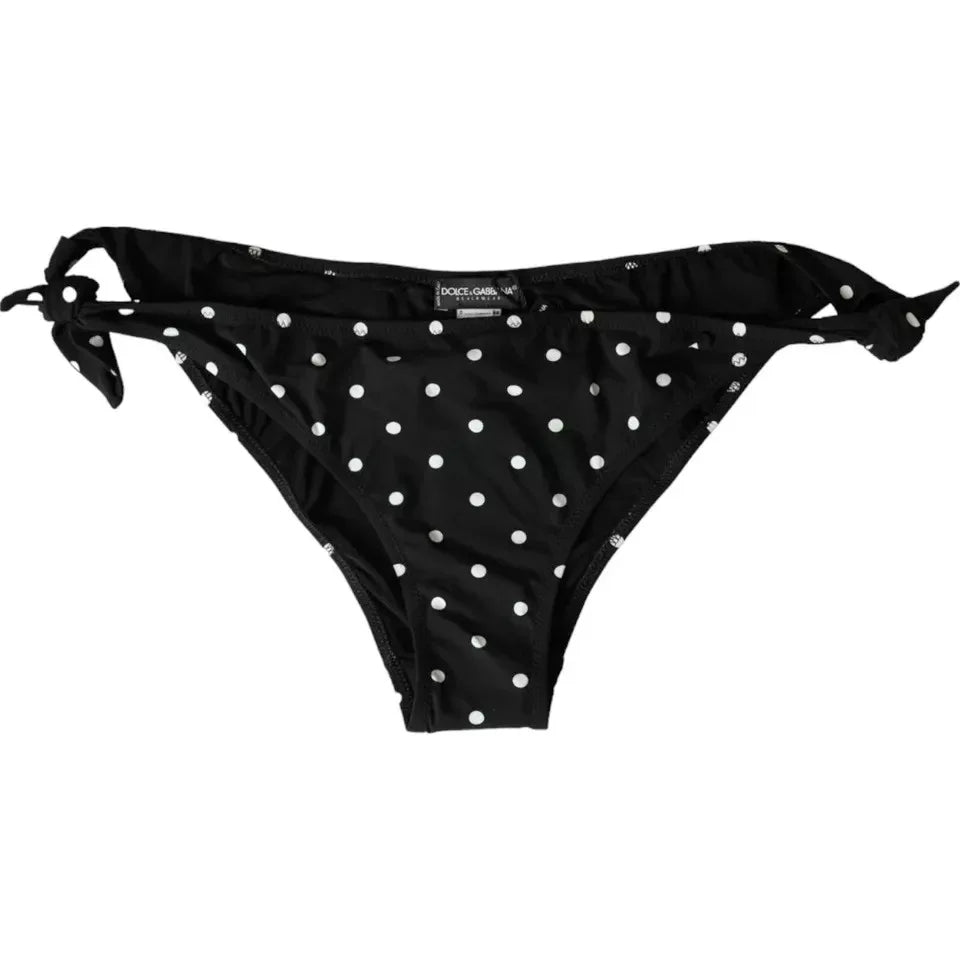 Dolce & Gabbana Black Polka Dot Swimwear Beachwear Bottom Bikini - Zeiniez