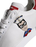 Dolce & Gabbana White Patch Calfskin Nappa Portofino Sneakers Shoes - Zeiniez