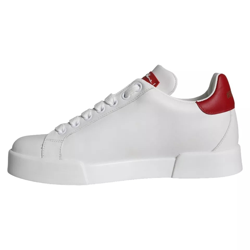 Dolce & Gabbana White Patch Calfskin Nappa Portofino Sneakers Shoes - Zeiniez