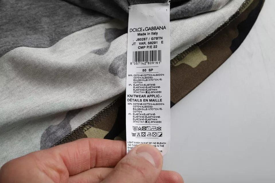 Dolce & Gabbana Multicolor Camouflage Cotton Crew Neck Men T-shirt - Zeiniez