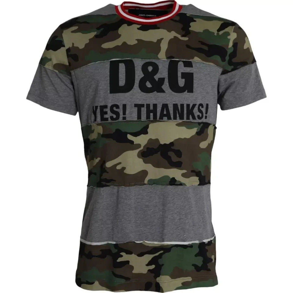 Dolce & Gabbana Multicolor Camouflage Cotton Crew Neck Men T-shirt - Zeiniez
