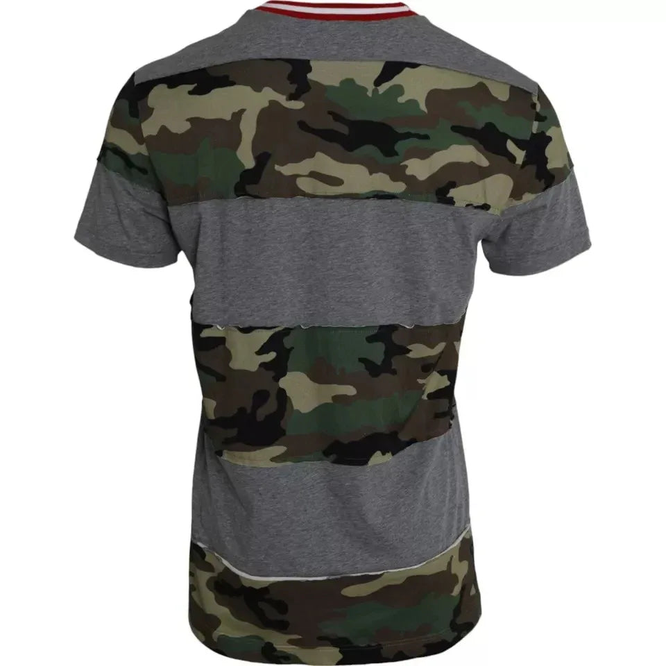Dolce & Gabbana Multicolor Camouflage Cotton Crew Neck Men T-shirt - Zeiniez