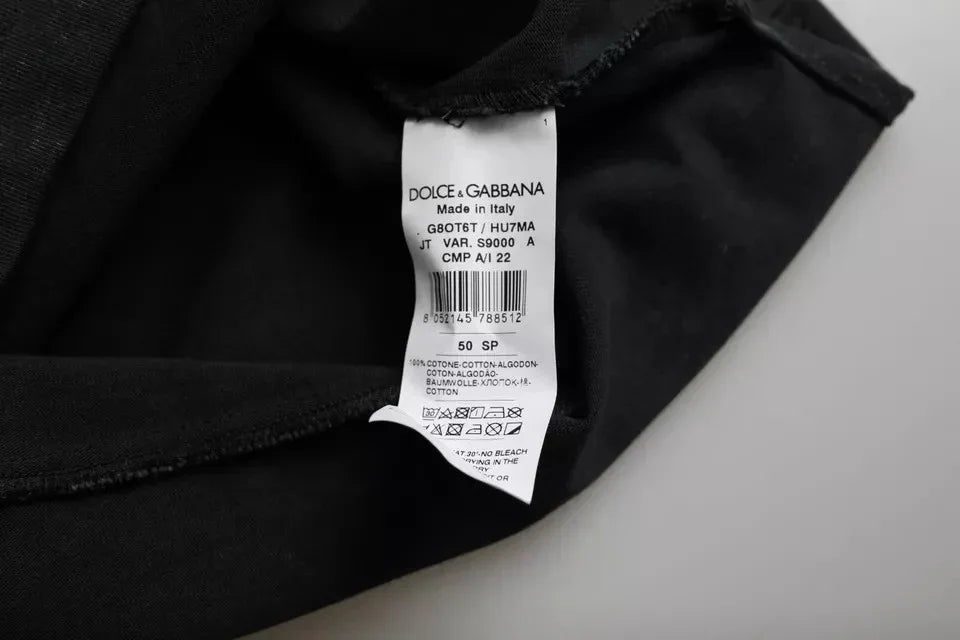 Dolce & Gabbana Black Graphic Print Cotton Crew Neck T-shirt - Zeiniez