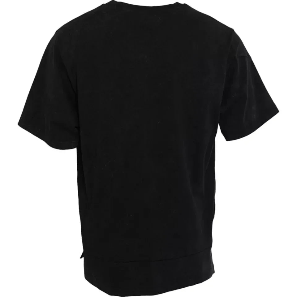 Dolce & Gabbana Black Graphic Print Cotton Crew Neck T-shirt - Zeiniez