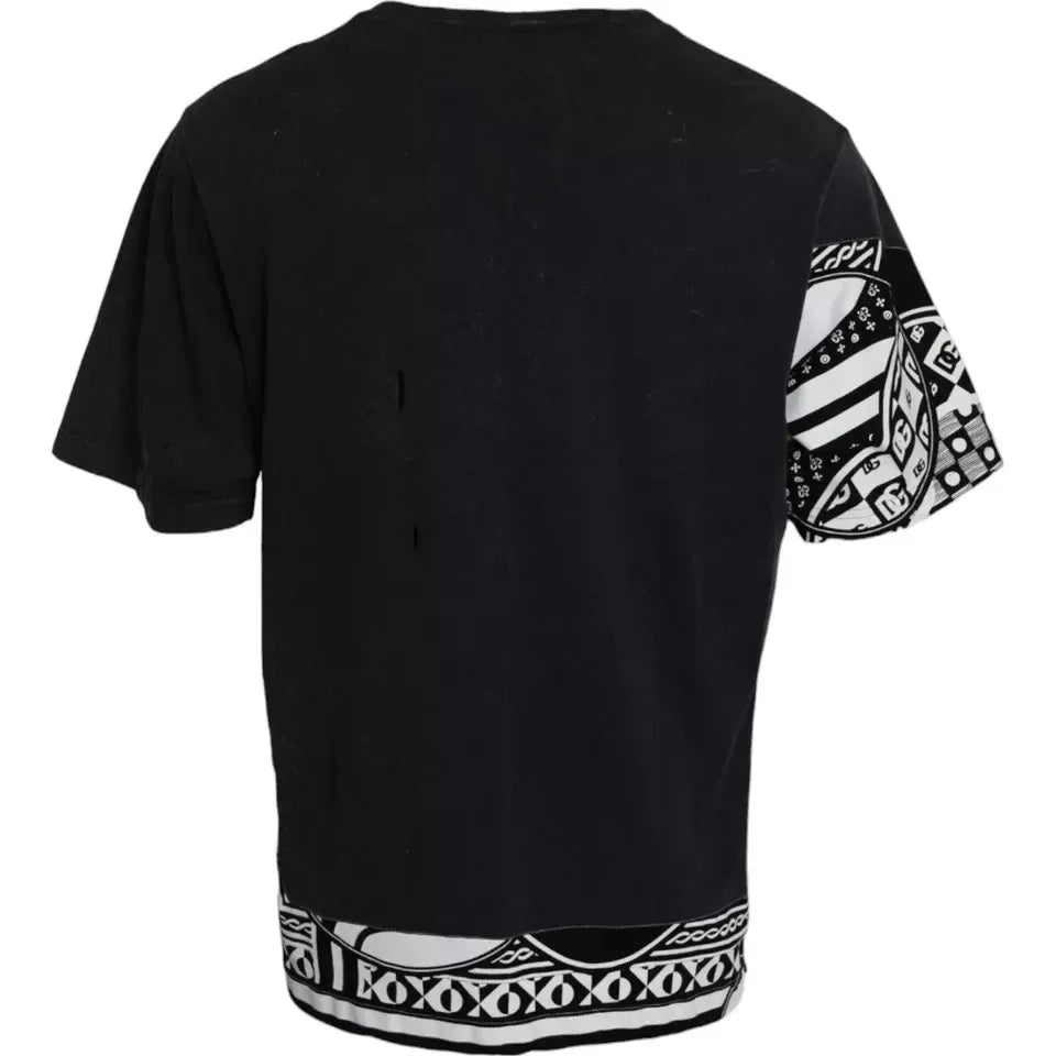 Dolce & Gabbana Black Graphic Printed Cotton Short Sleeves T-shirt - Zeiniez
