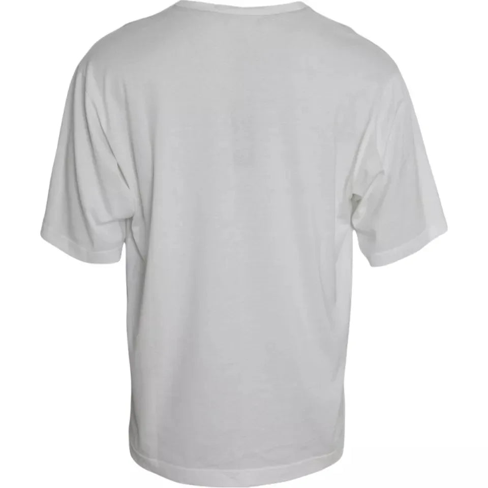Dolce & Gabbana White Logo Round Neck Short Sleeves T-shirt - Zeiniez