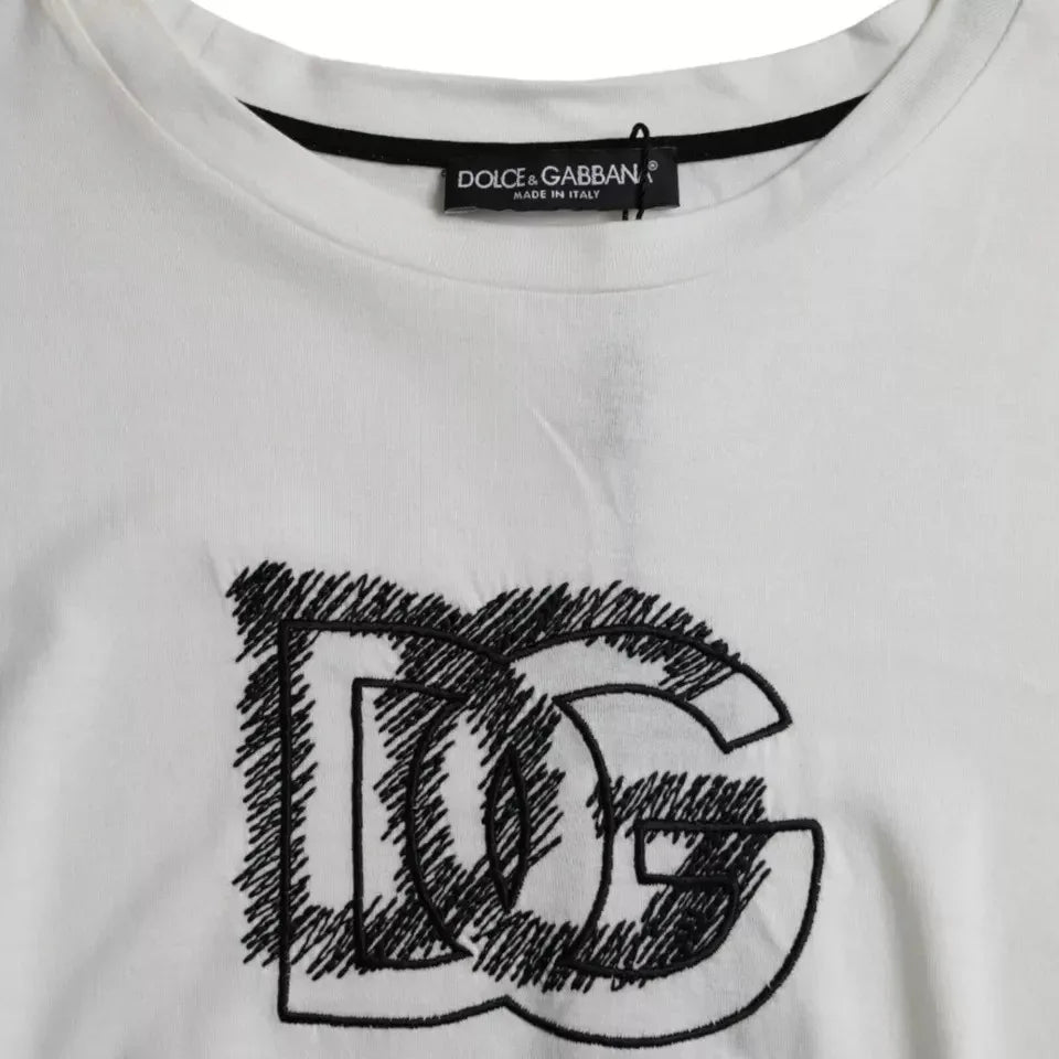 Dolce & Gabbana White Logo Round Neck Short Sleeves T-shirt - Zeiniez