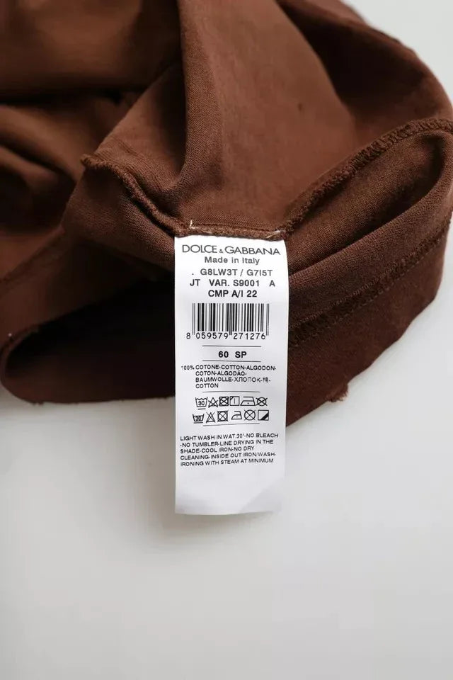 Dolce & Gabbana Brown Color Splash Cotton Crew Neck T-shirt - Zeiniez