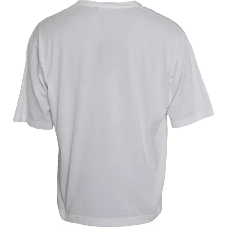 Dolce & Gabbana White Cotton Round Neck Short Sleeve T-shirt - Zeiniez