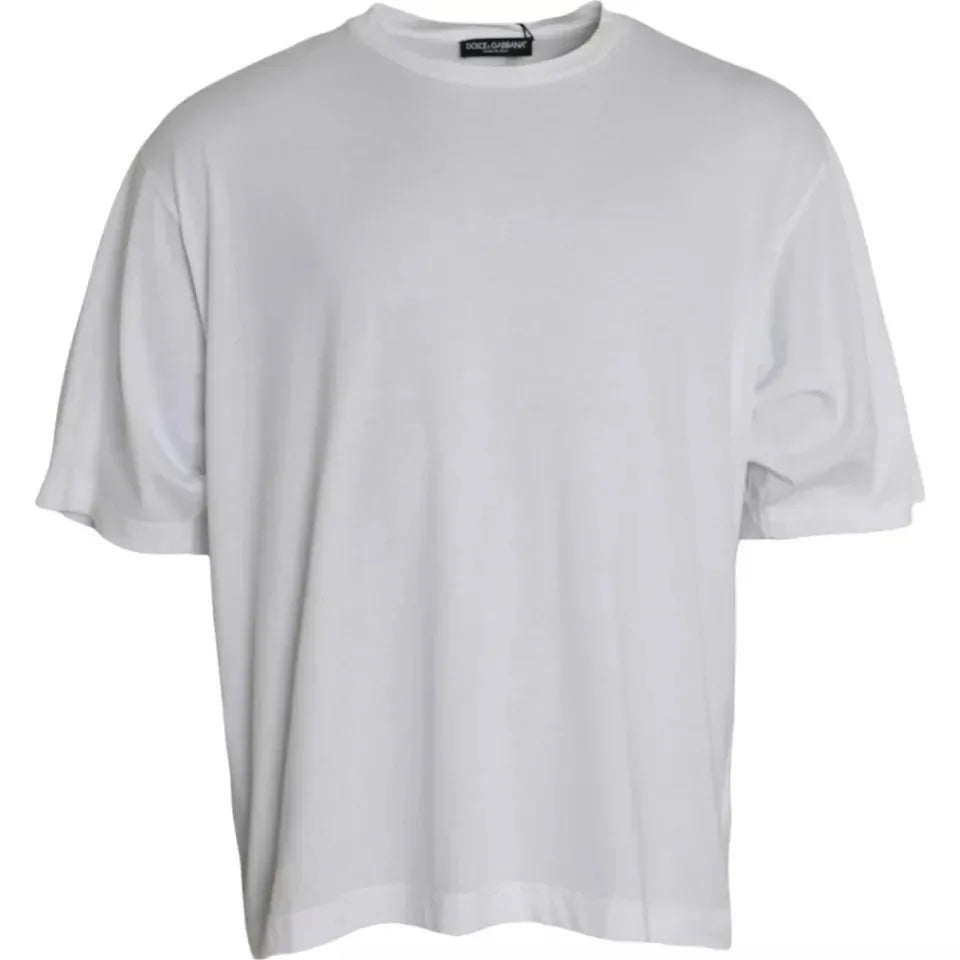 Dolce & Gabbana White Cotton Round Neck Short Sleeve T-shirt - Zeiniez