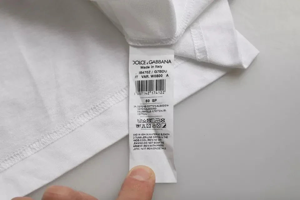 Dolce & Gabbana White Cotton Round Neck Short Sleeve T-shirt - Zeiniez