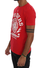 Frankie Morello Red Cotton RIDERS Crewneck T-Shirt - Zeiniez