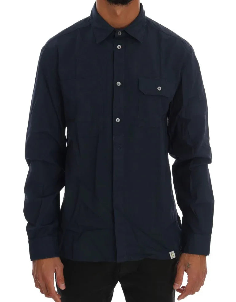 John Galliano Blue Casual Cotton Long Sleeve Shirt - Zeiniez