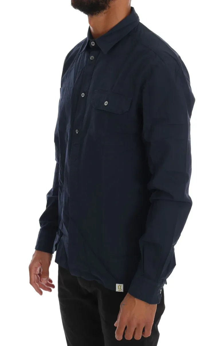 John Galliano Blue Casual Cotton Long Sleeve Shirt - Zeiniez