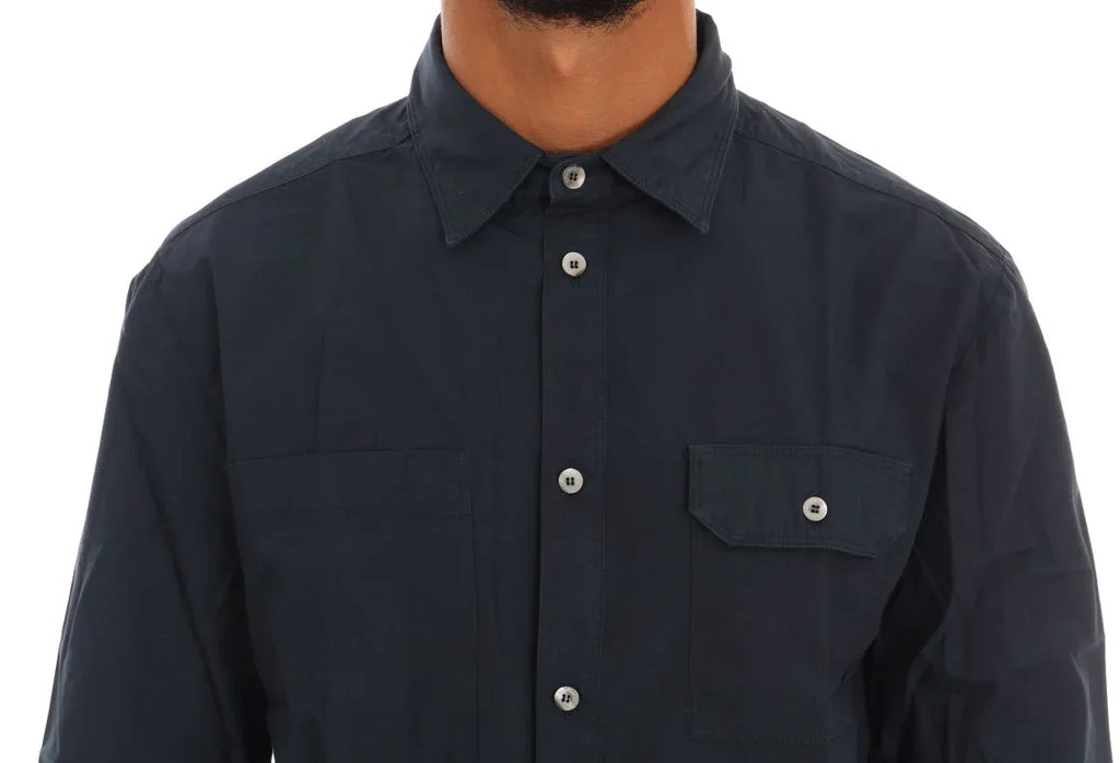 John Galliano Blue Casual Cotton Long Sleeve Shirt - Zeiniez