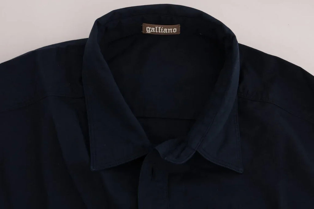 John Galliano Blue Casual Cotton Long Sleeve Shirt - Zeiniez