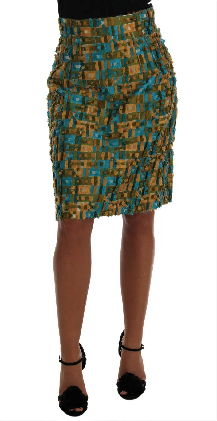 Dolce & Gabbana Multicolor Jacquard Straight Pencil Skirt - Zeiniez