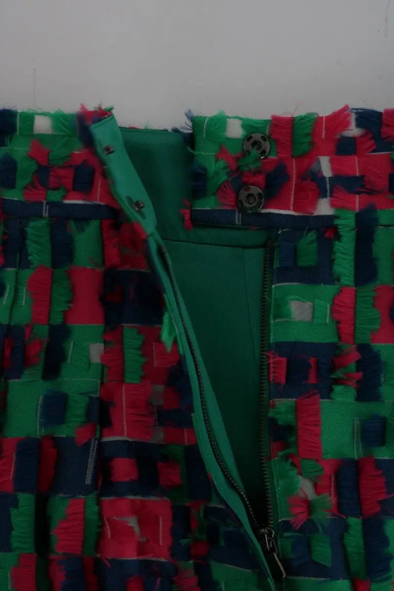 Dolce & Gabbana Pink Green Jacquard Pencil Skirt - Zeiniez