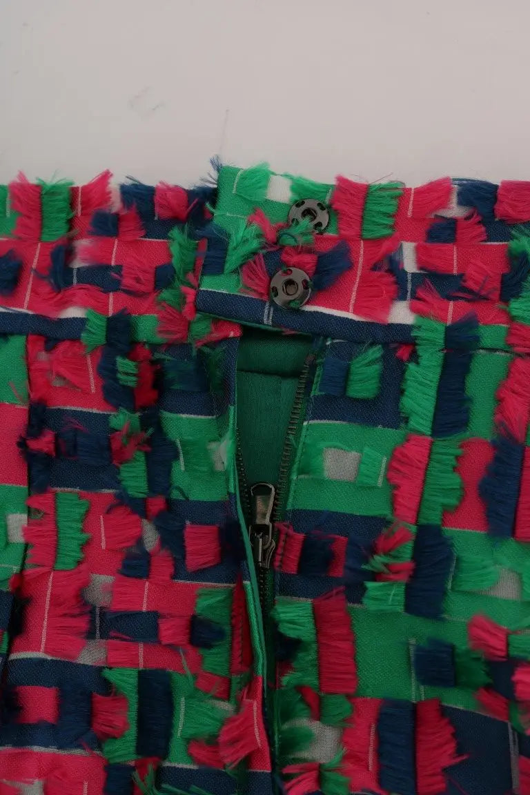 Dolce & Gabbana Pink Green Jacquard Pencil Skirt - Zeiniez