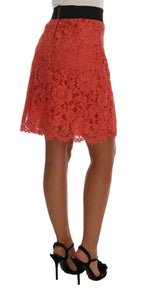 Dolce & Gabbana Orange Macramé Lace Pencil Skirt - Zeiniez
