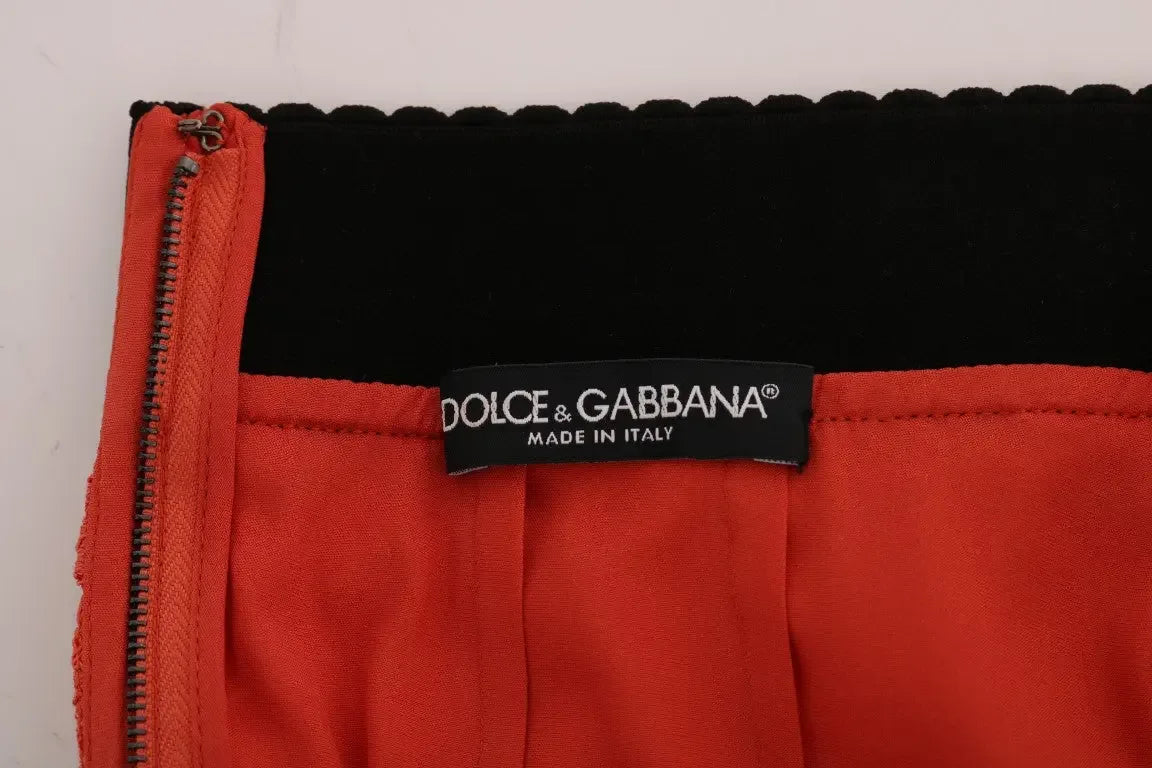 Dolce & Gabbana Orange Macramé Lace Pencil Skirt - Zeiniez