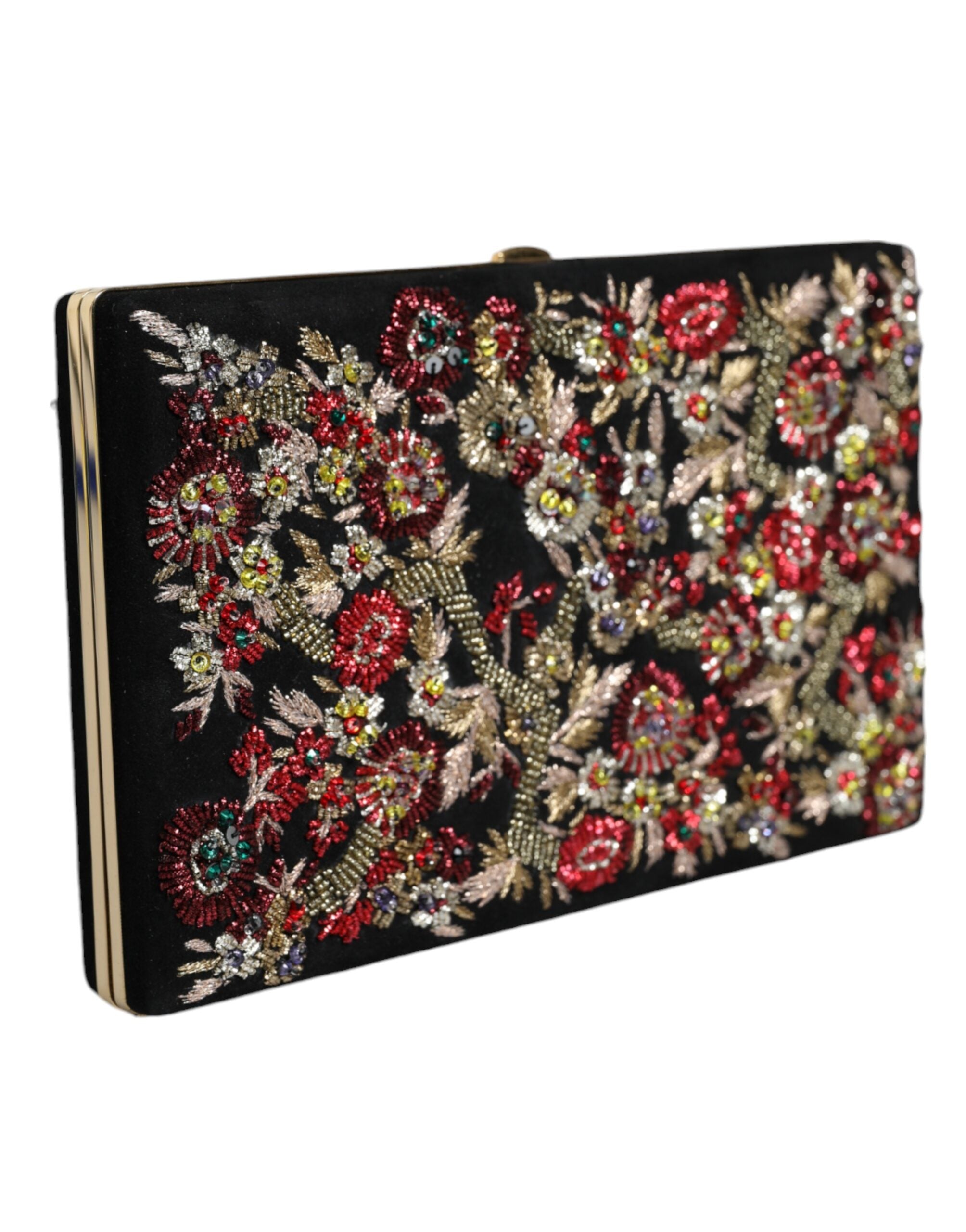 Dolce & Gabbana Multicolor Floral Gold Frame Clutch Evening Purse Bag - Zeiniez