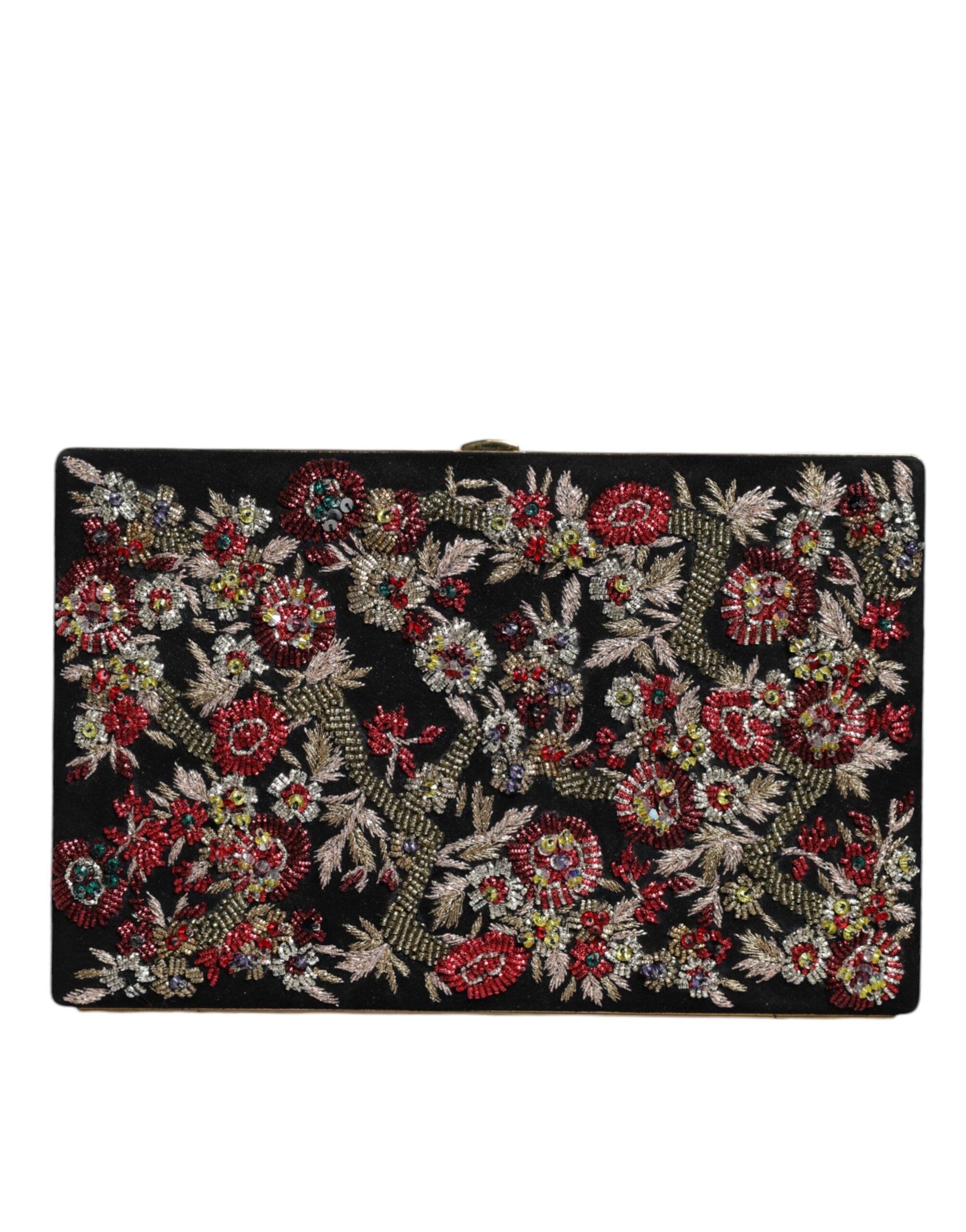 Dolce & Gabbana Multicolor Floral Gold Frame Clutch Evening Purse Bag - Zeiniez