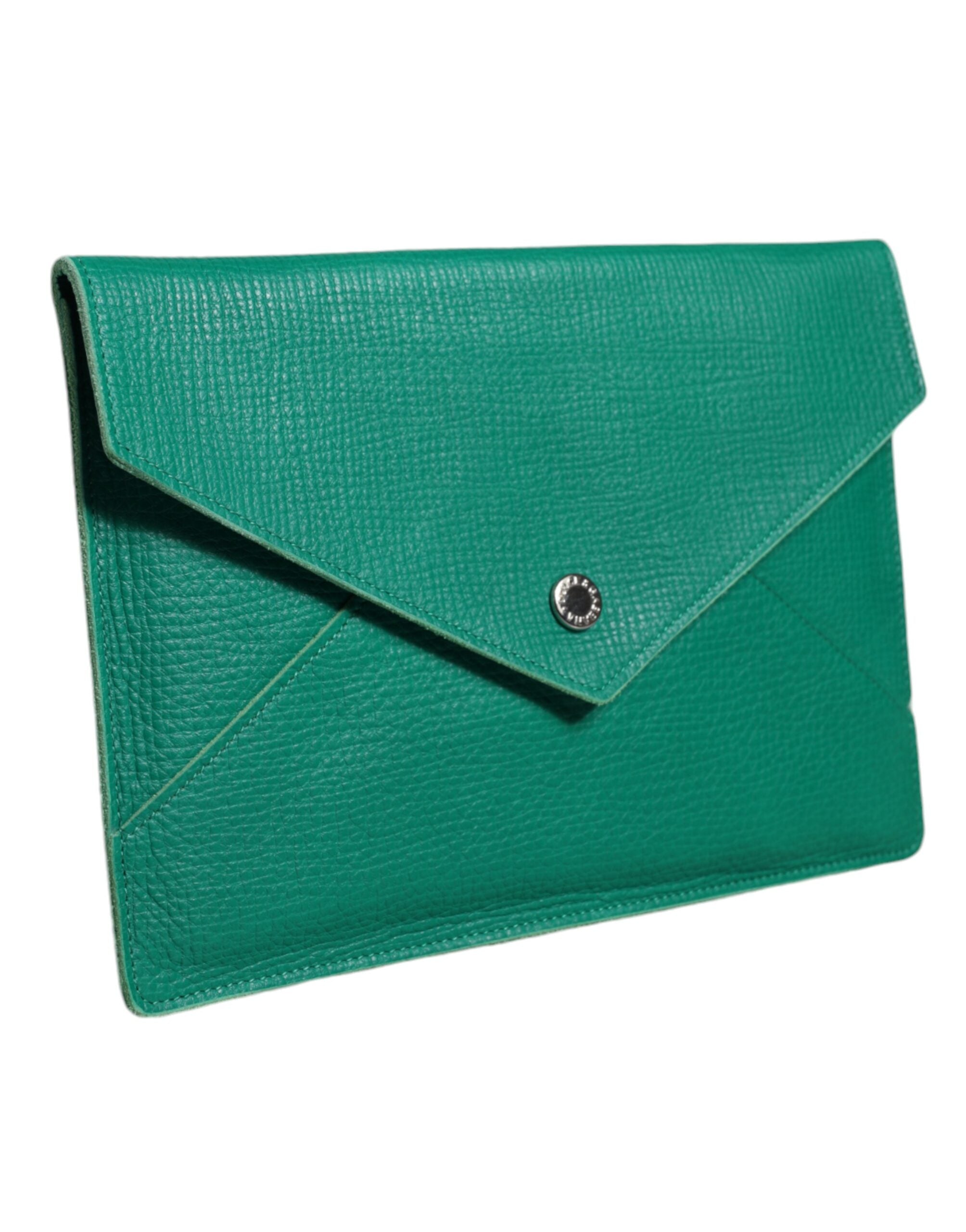 Dolce & Gabbana Green Leather Handbag Clutch Mini Purse Pouch Tablet Case - Zeiniez