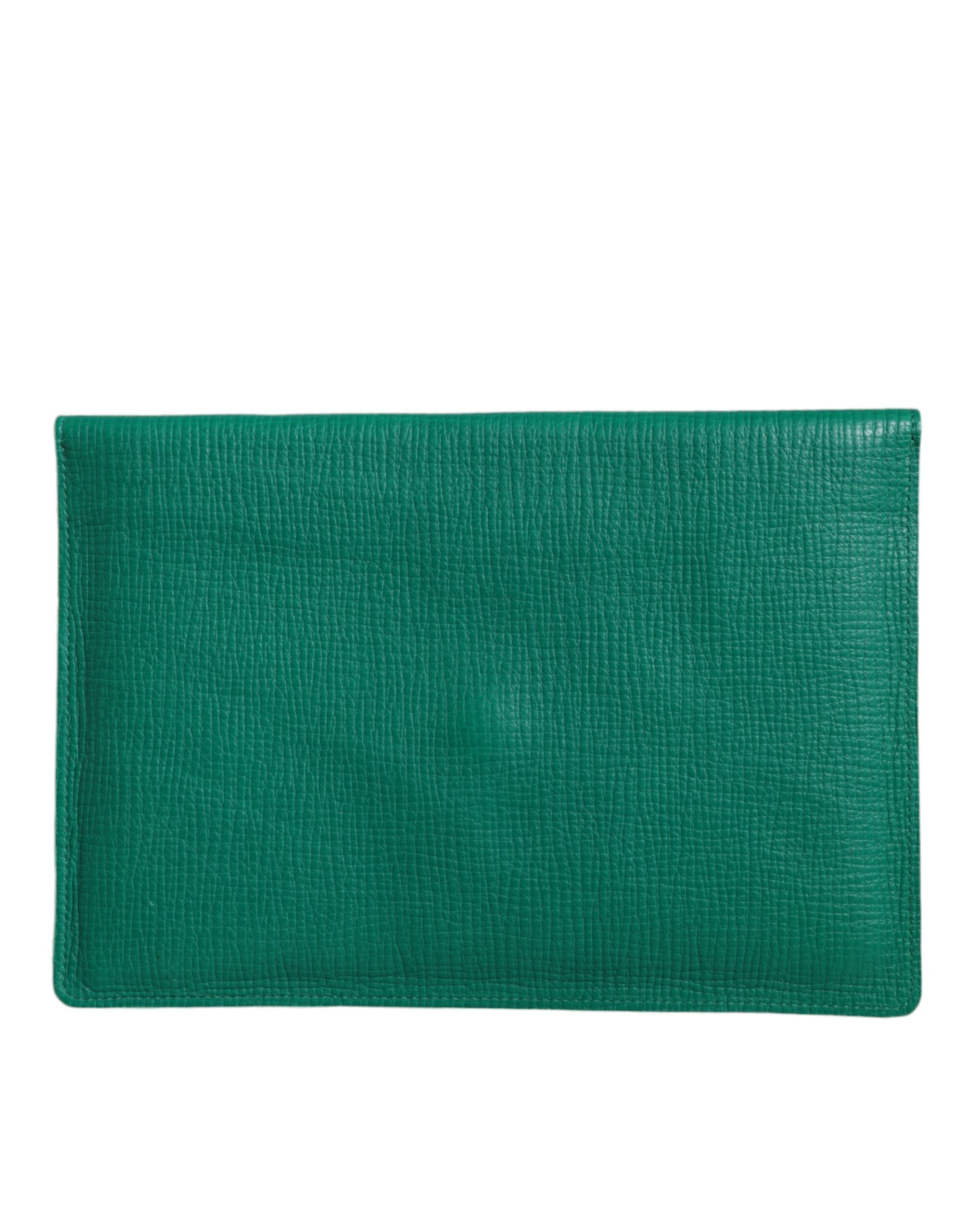 Dolce & Gabbana Green Leather Handbag Clutch Mini Purse Pouch Tablet Case - Zeiniez