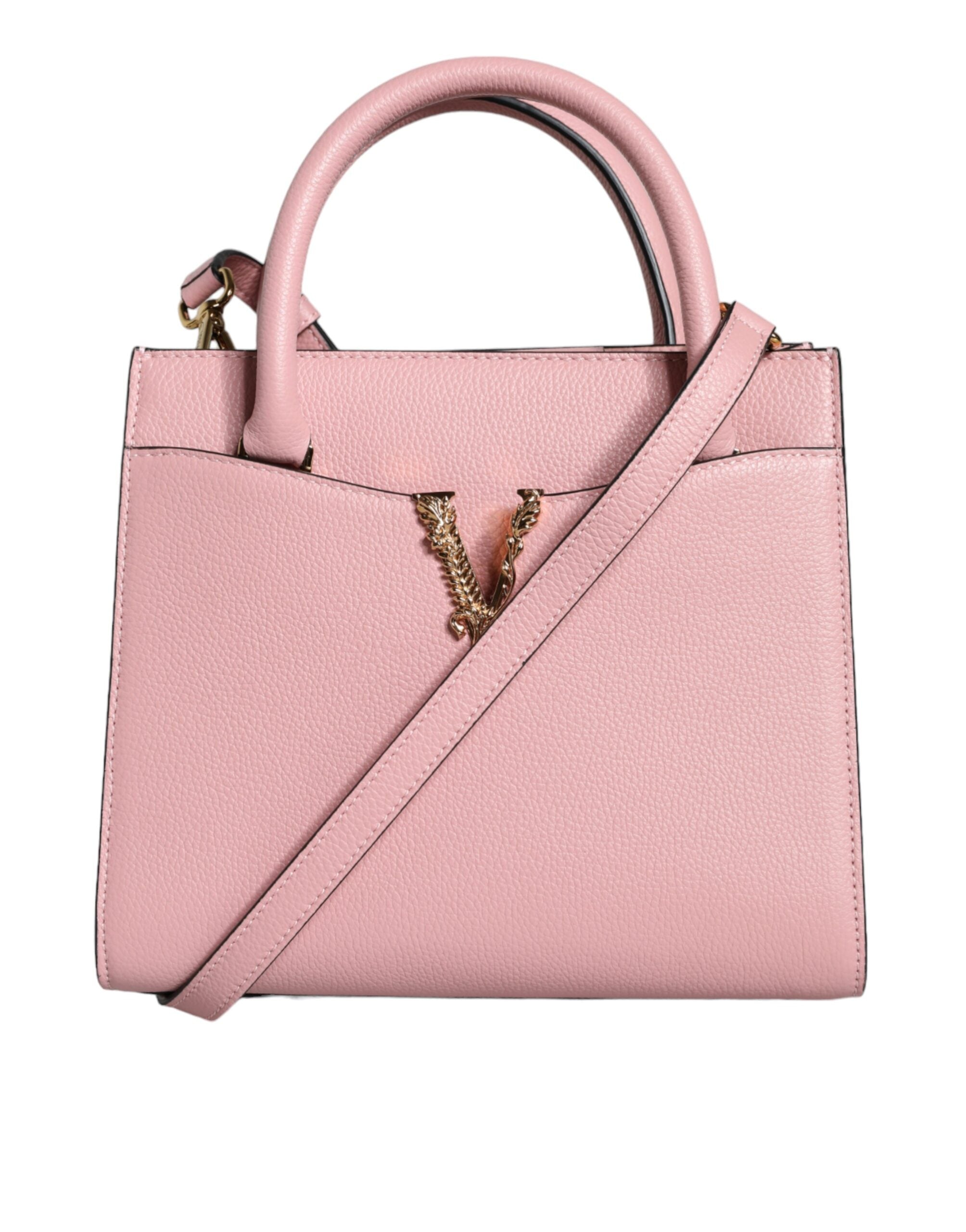 Versace Pink Small Top Handle Grainy Calf Leather Crossbody Bag - Zeiniez