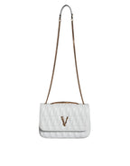 Versace White Mini Nappa Leather Crossbody Shoulder Bag - Zeiniez