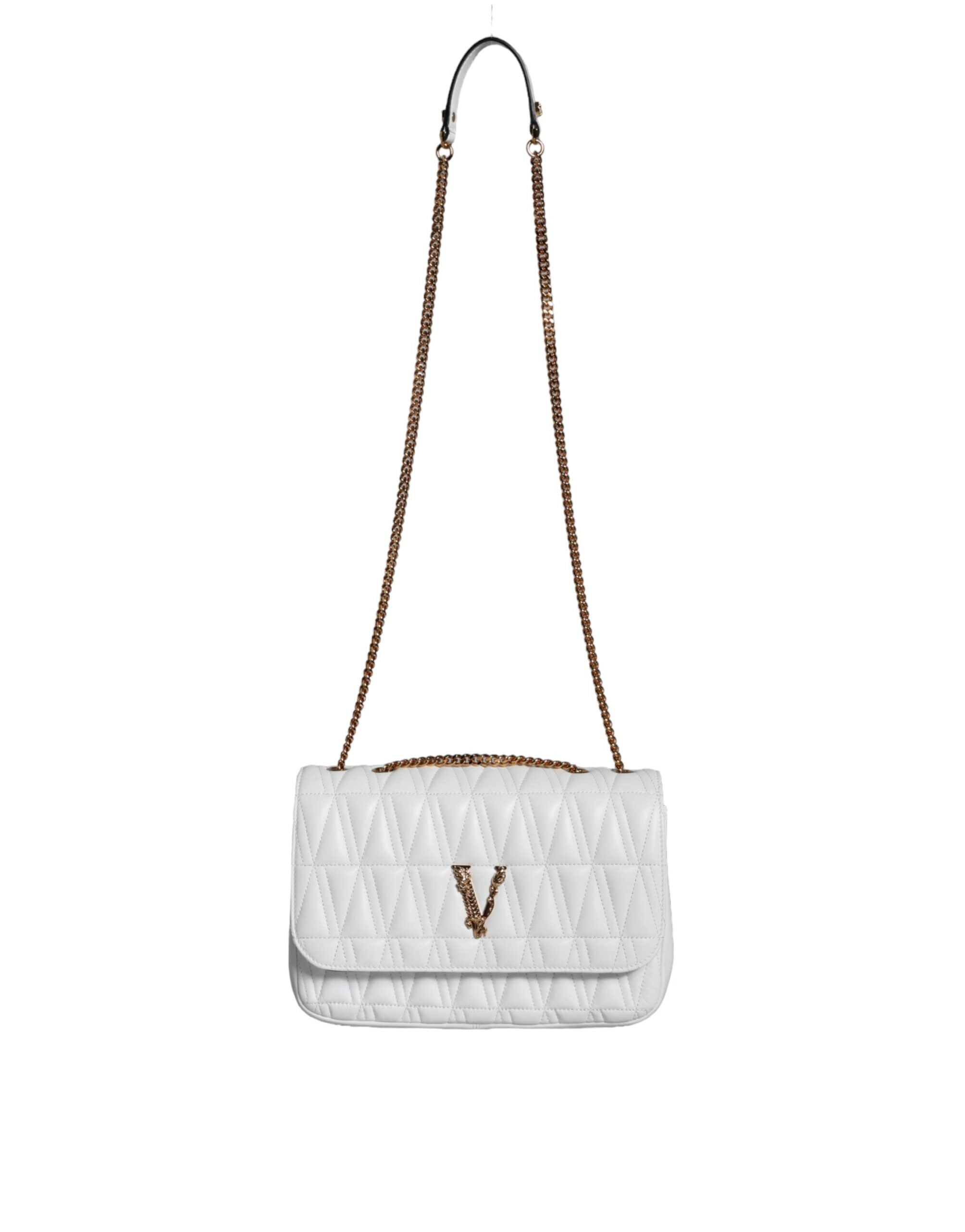 Versace White Mini Nappa Leather Crossbody Shoulder Bag - Zeiniez