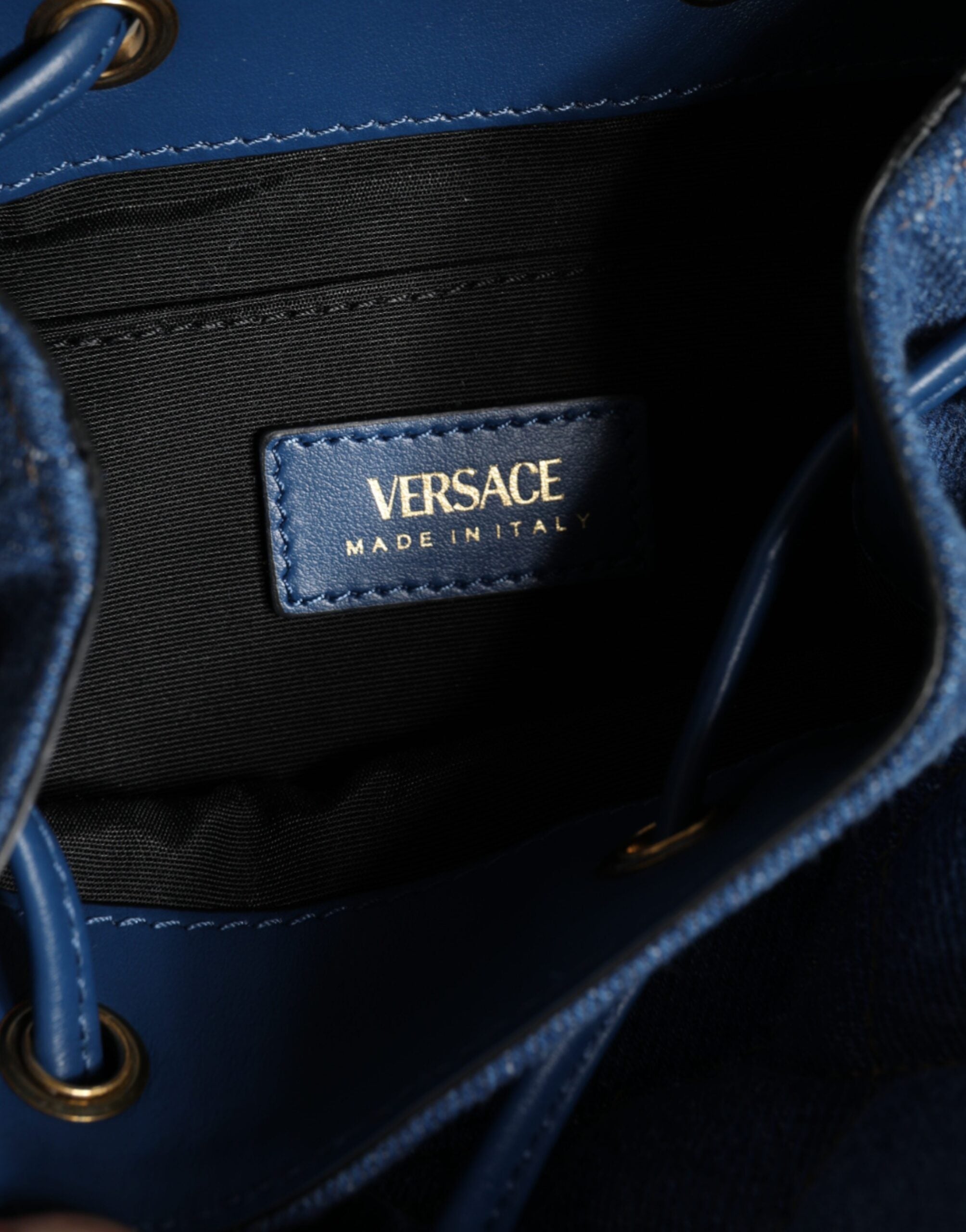 Versace Blue Quilted Denim Leather Crossbody Shoulder Bag - Zeiniez