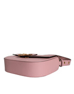 Versace Pink Grainy Calf Leather Logo Crossbody Shoulder Bag - Zeiniez